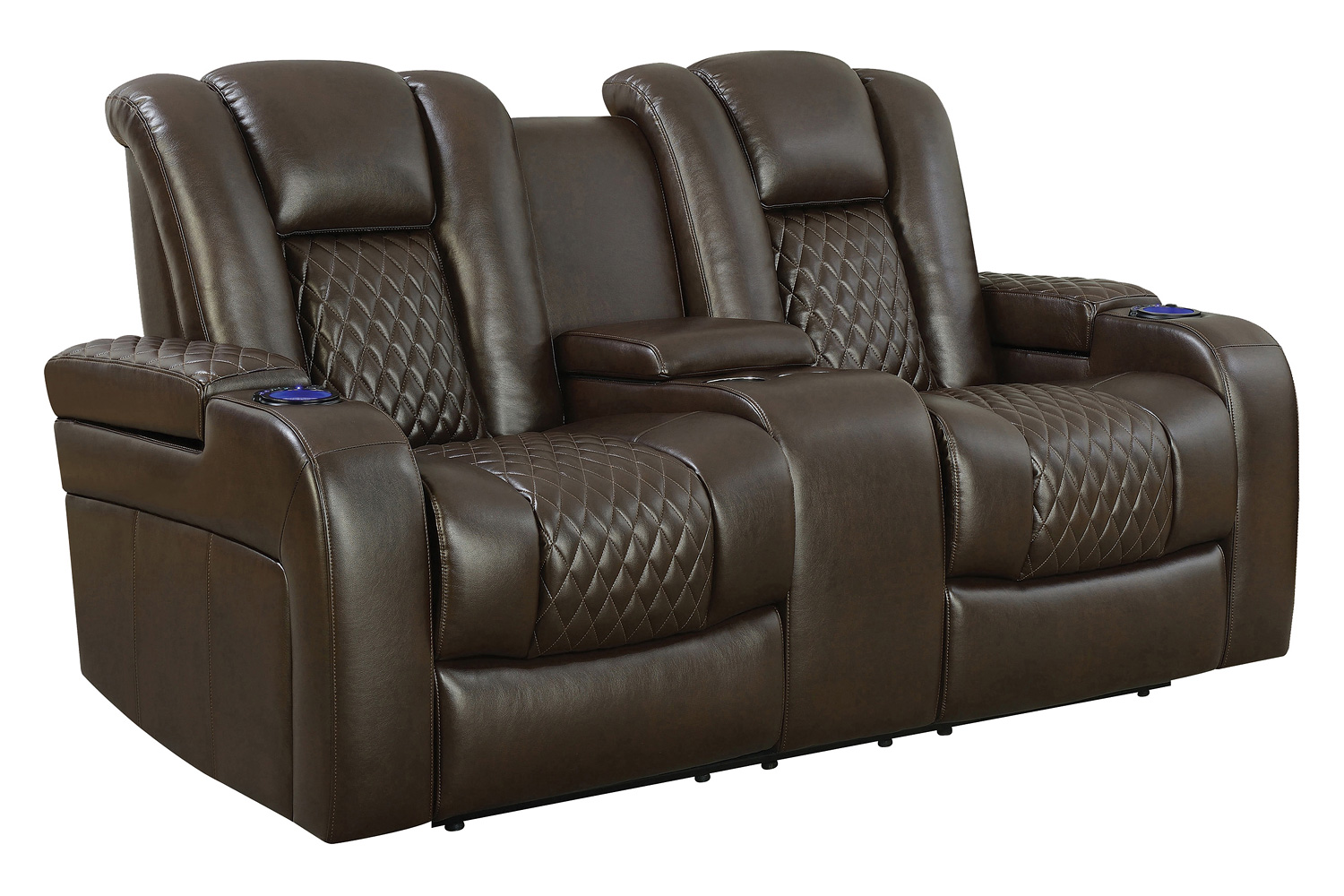 Coaster - Delangelo Power Sofa With Drop-Down Table in Brown