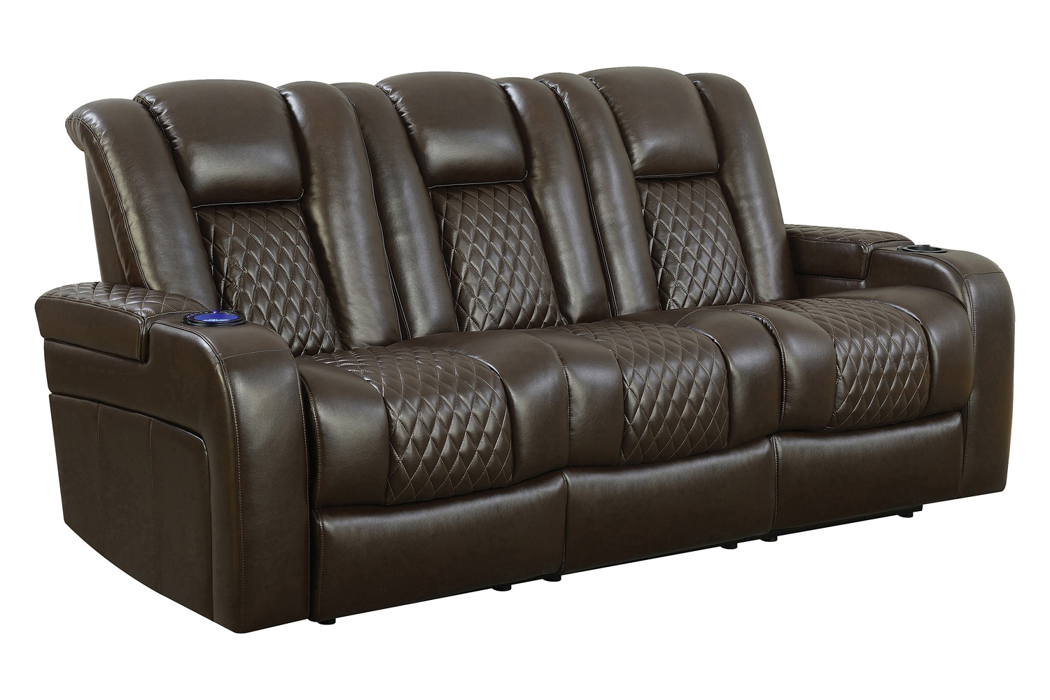 Coaster - Delangelo Power Sofa With Drop-Down Table in Brown