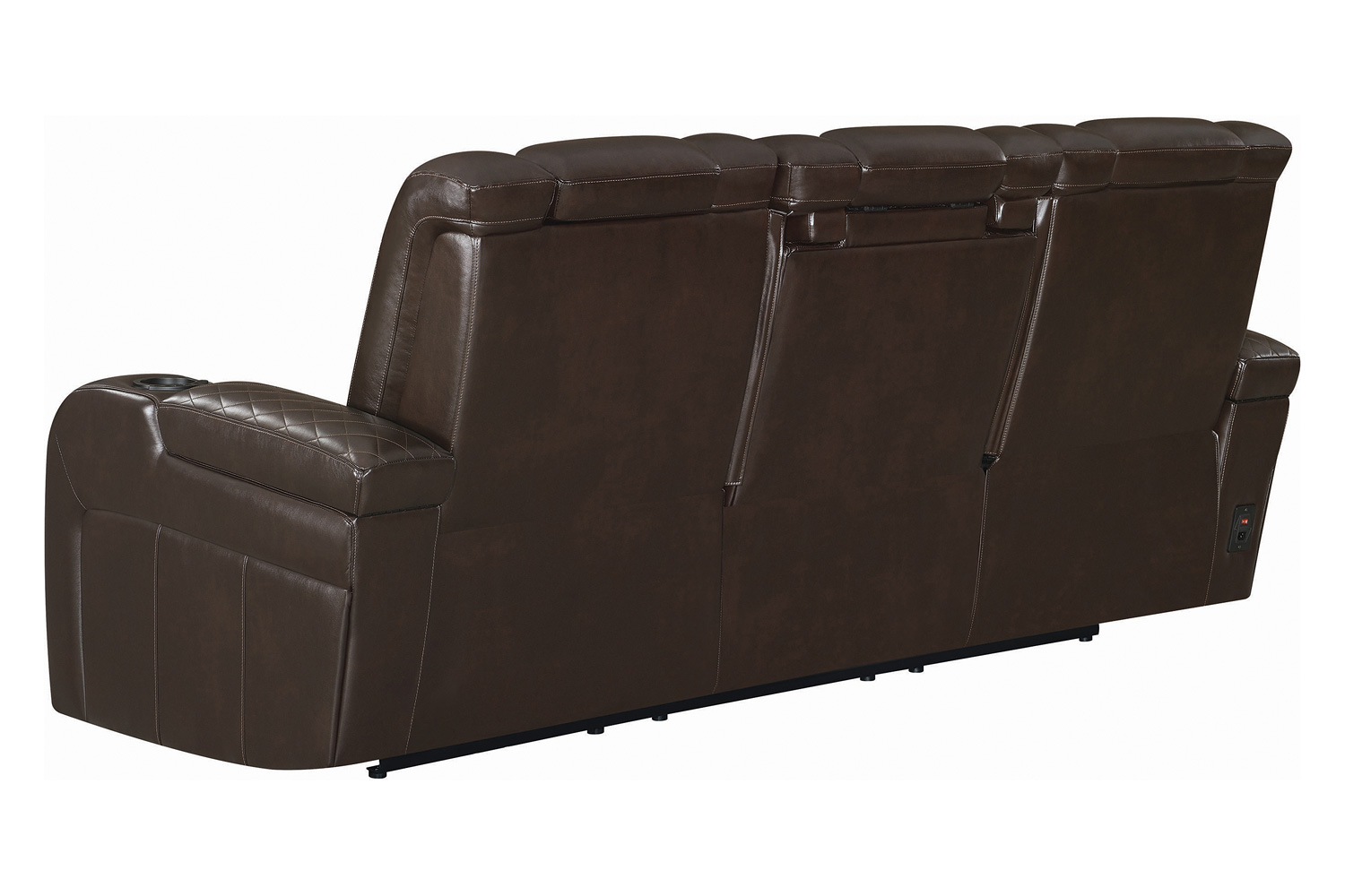 Coaster - Delangelo Power Sofa With Drop-Down Table in Brown