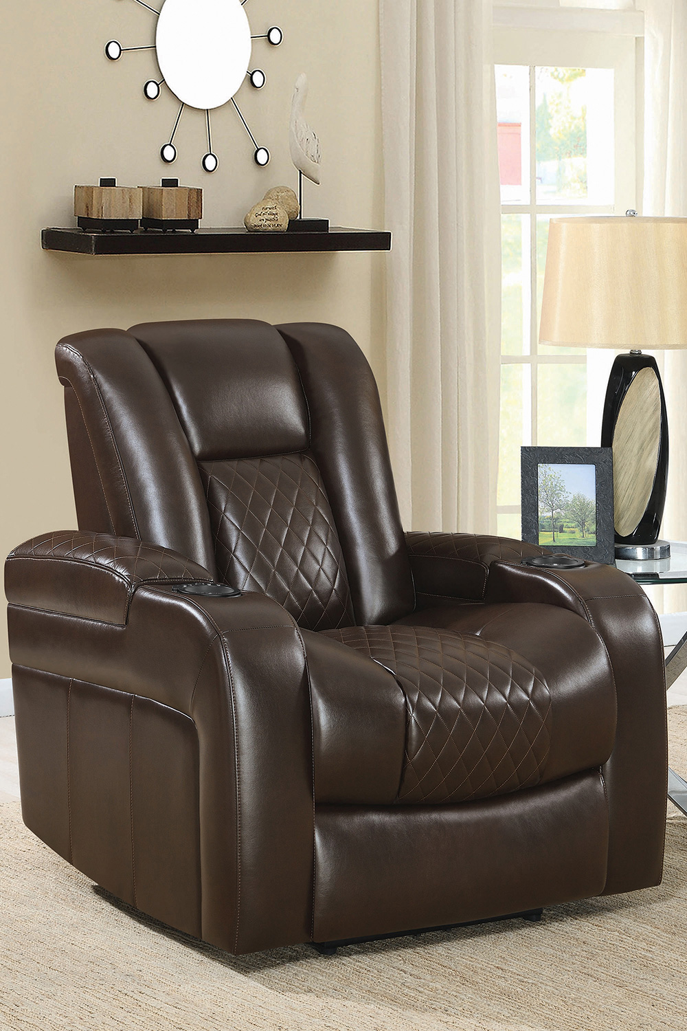 Coaster™ Delangelo Power Recliner With Cup Holders - Brown/Black