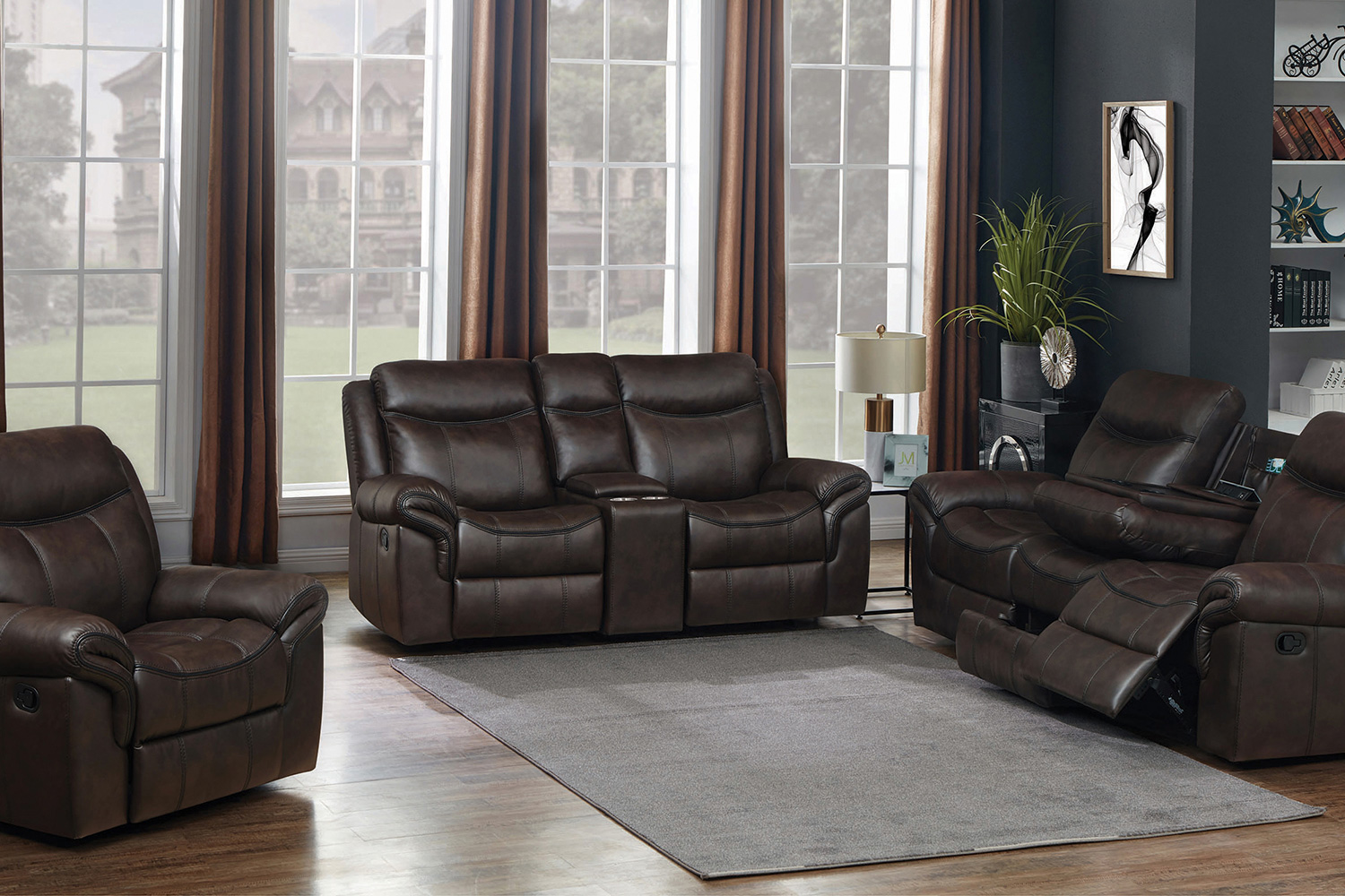 Coaster Sawyer Glider Loveseat with Console - Cocoa