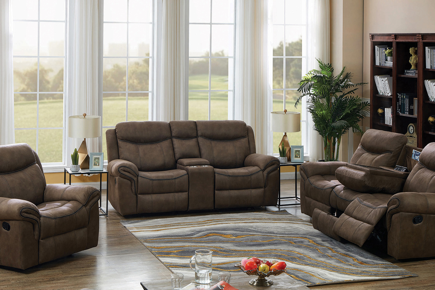 Coaster Sawyer Glider Loveseat with Console - Macchiato