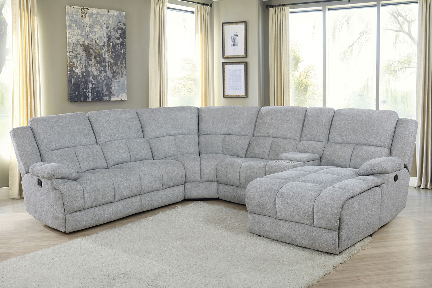 Coaster Belize 6-Piece Pillow Top Arm Motion Sectional - Gray