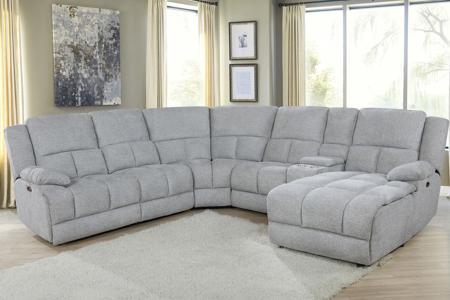 Coaster Belize 6-Piece Pillow Top Arm Motion Sectional - Gray