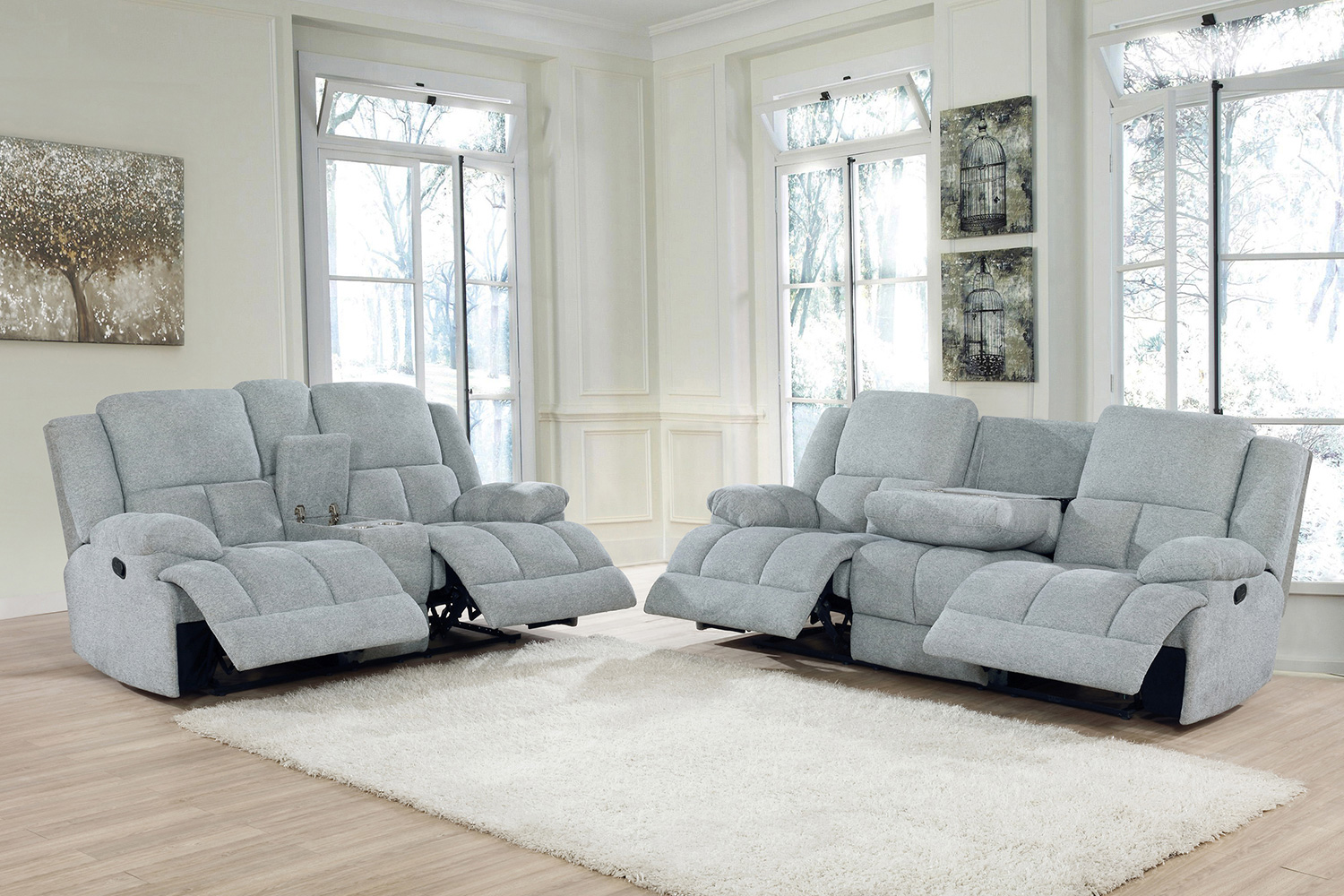 Coaster Waterbury Upholstered Motion Sofa - Gray