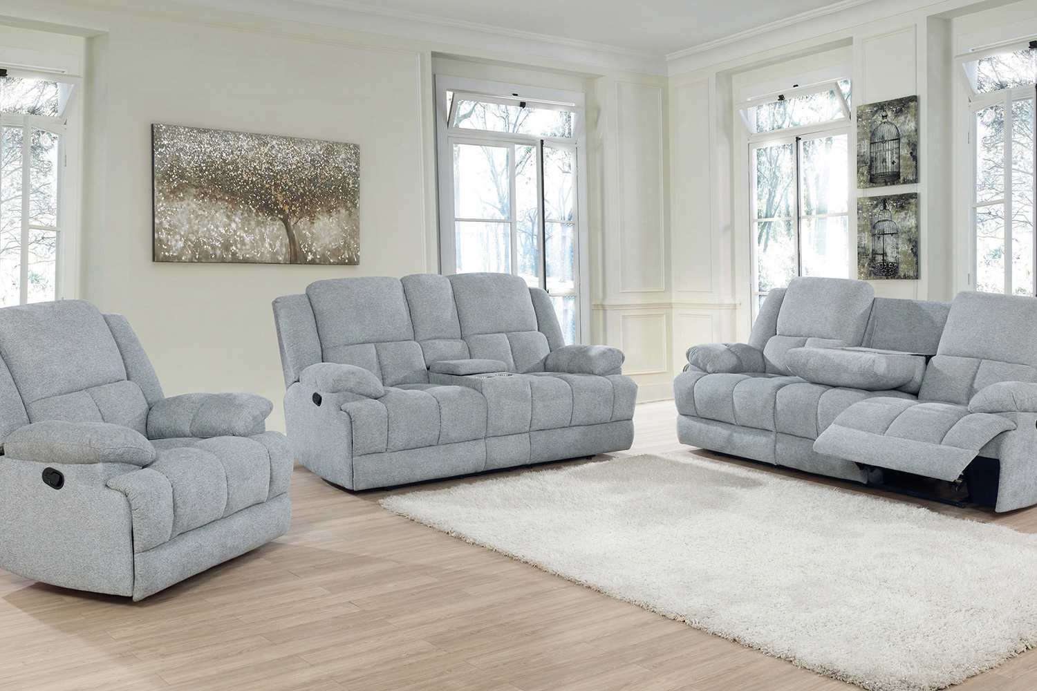 Coaster Waterbury Upholstered Motion Sofa - Gray