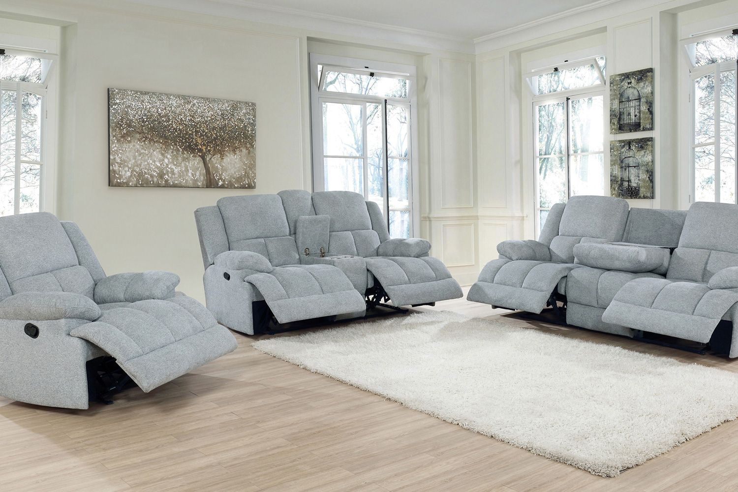 Coaster Waterbury Upholstered Motion Sofa - Gray