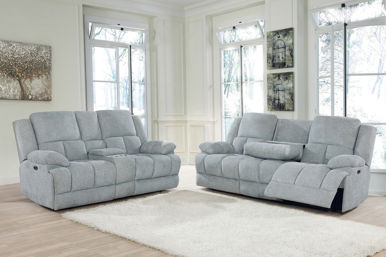 Coaster Waterbury Upholstered Motion Sofa - Gray