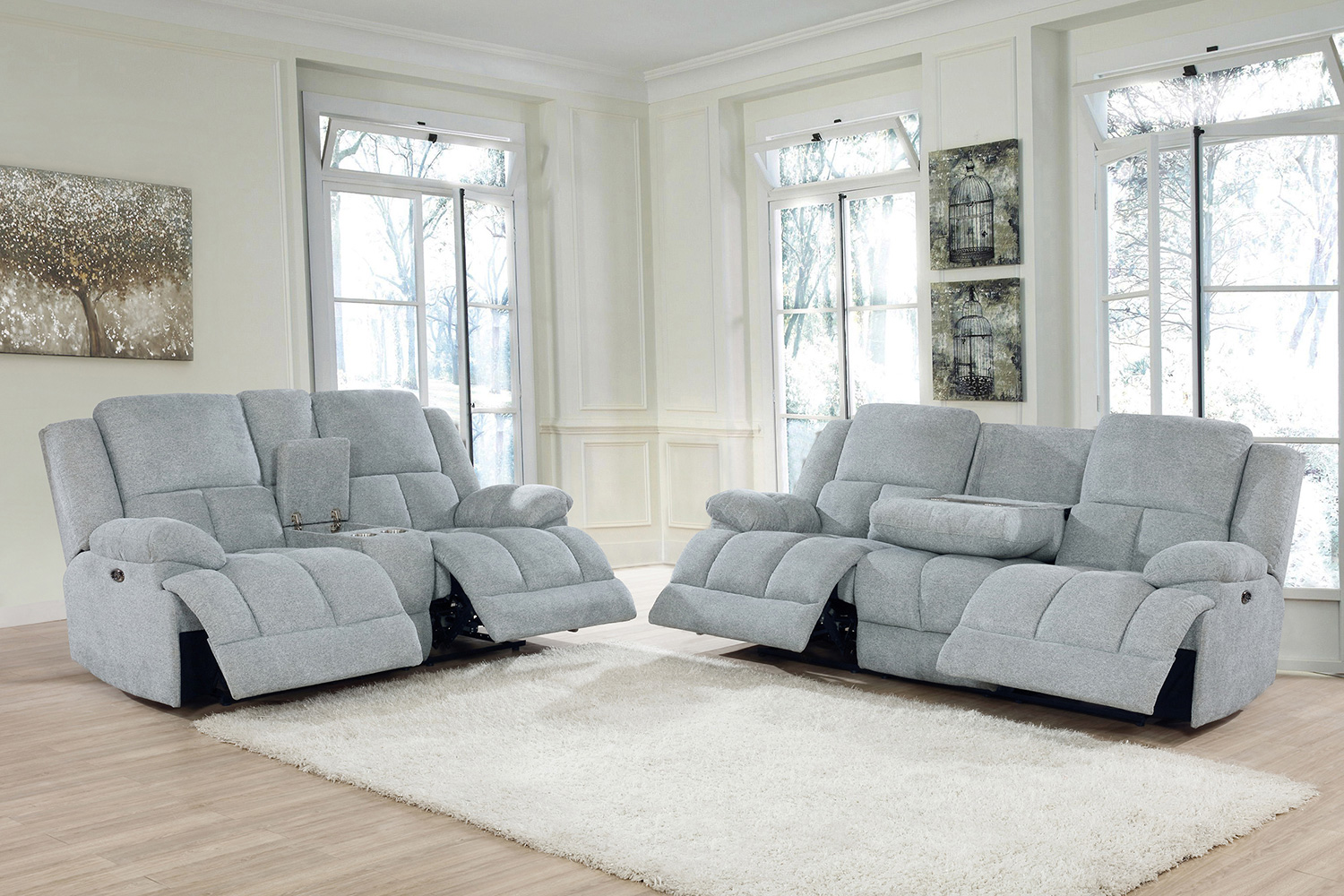 Coaster Waterbury Upholstered Motion Sofa - Gray