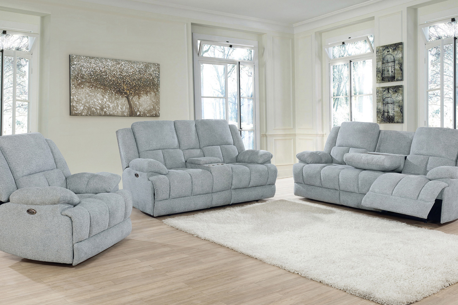 Coaster Waterbury Upholstered Motion Sofa - Gray