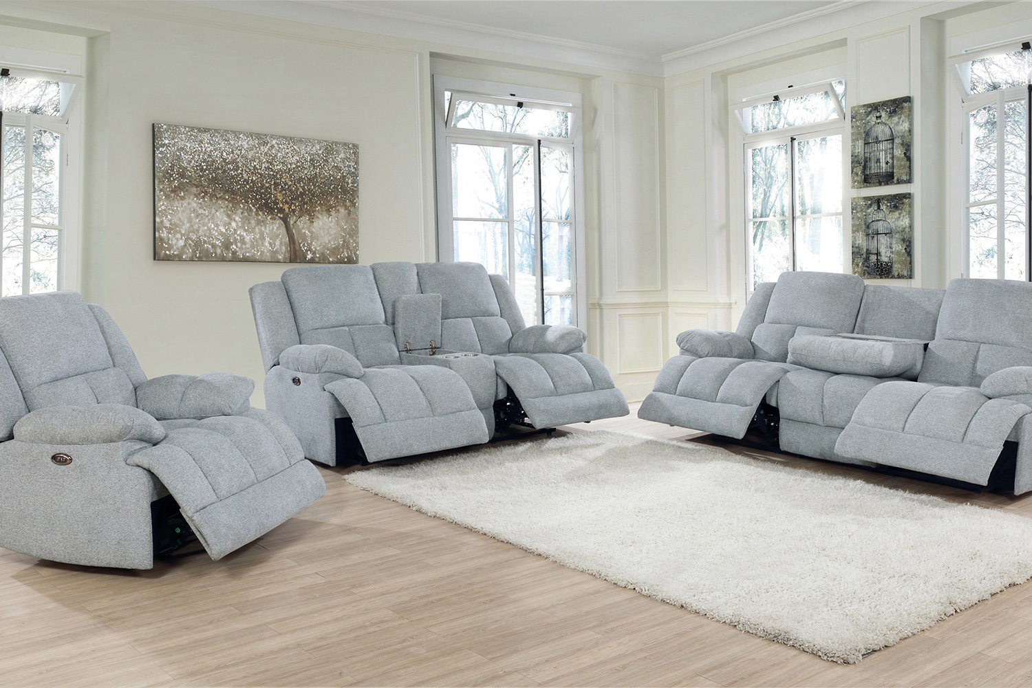 Coaster Waterbury Upholstered Motion Sofa - Gray