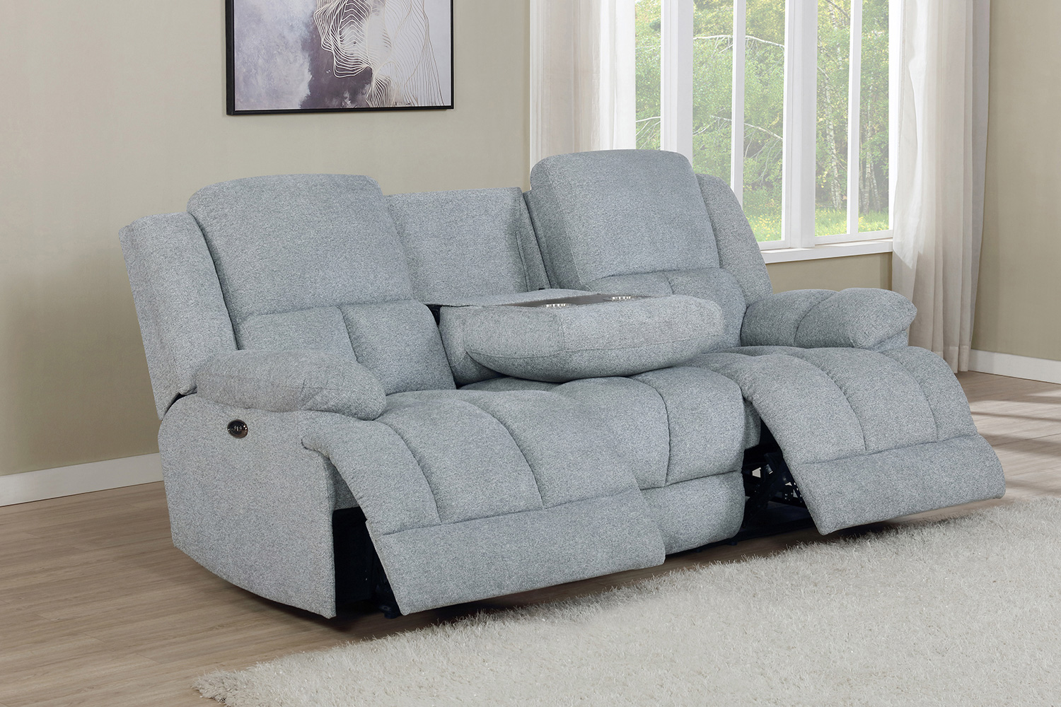 Coaster Waterbury Upholstered Motion Sofa - Gray