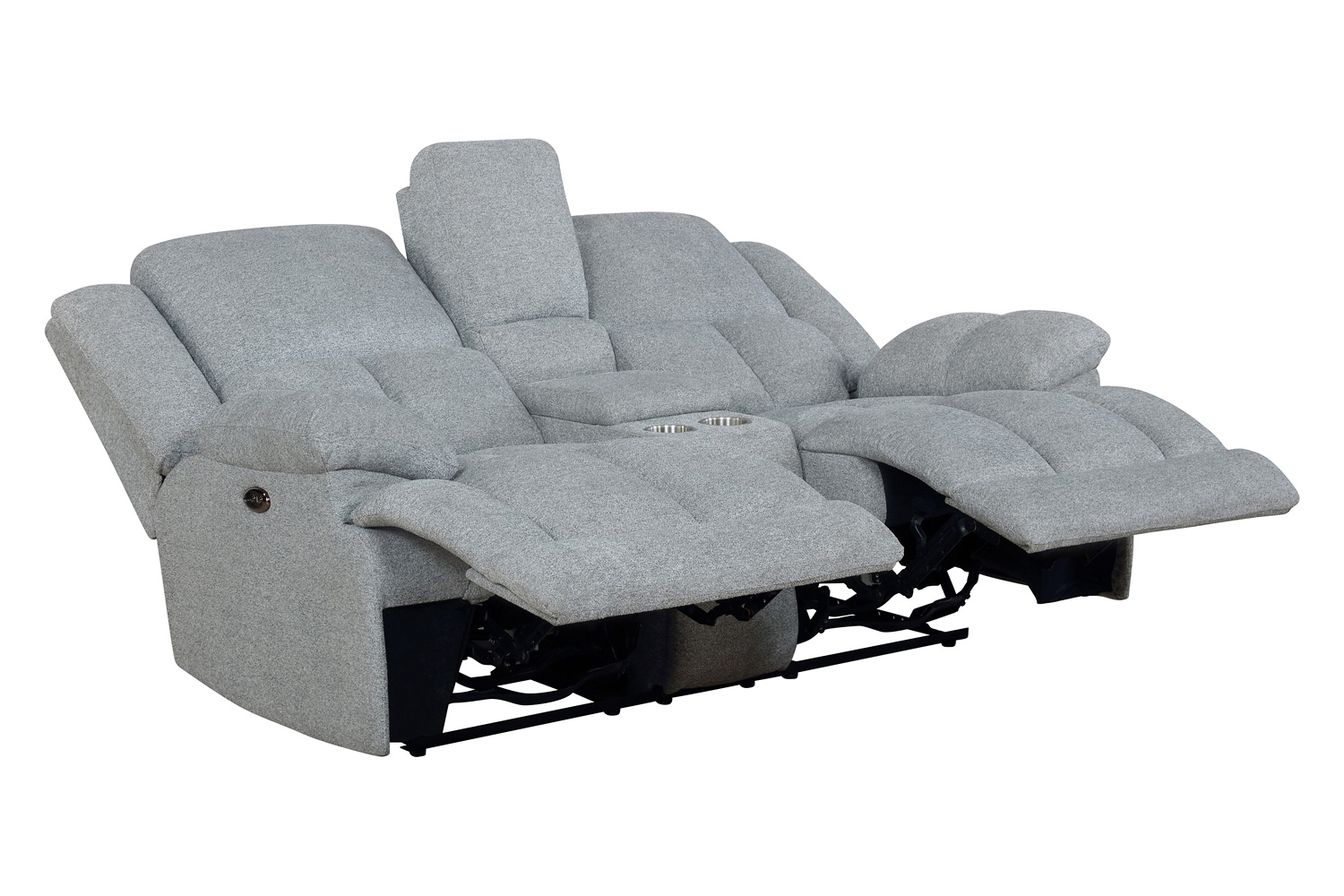 Coaster Waterbury Upholstered Motion Loveseat with Console - Gray