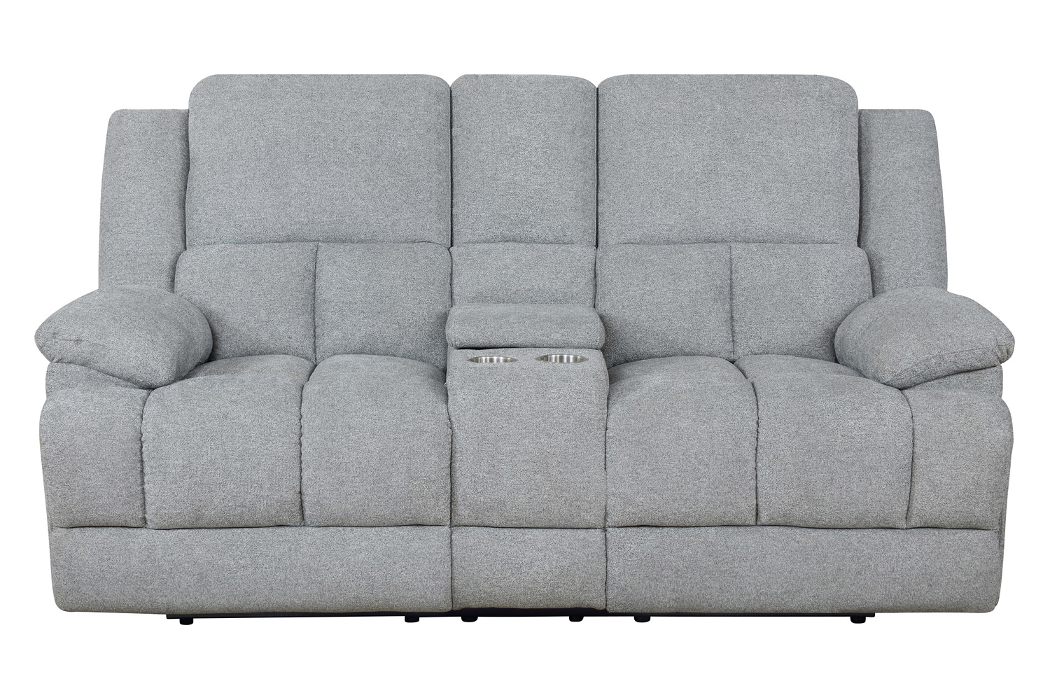 Coaster Waterbury Upholstered Motion Loveseat with Console - Gray