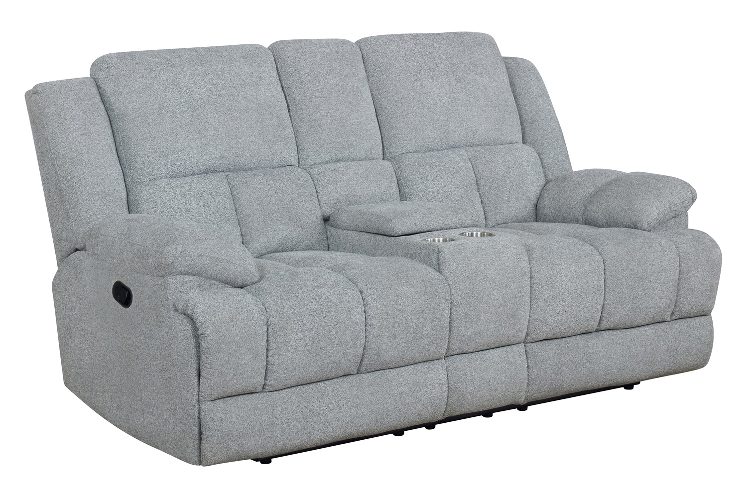 Coaster Waterbury Upholstered Motion Loveseat with Console - Gray