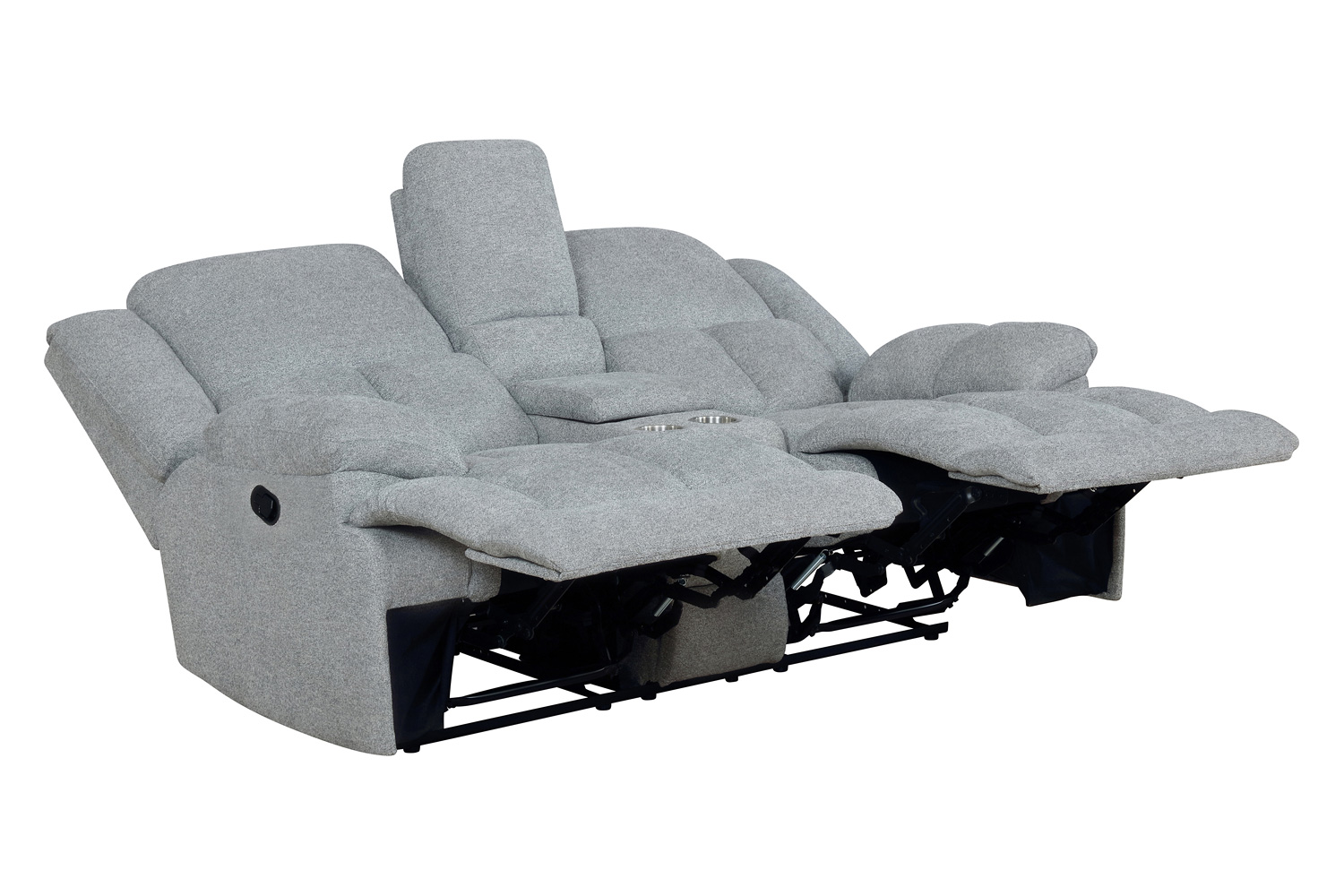 Coaster Waterbury Upholstered Motion Loveseat with Console - Gray