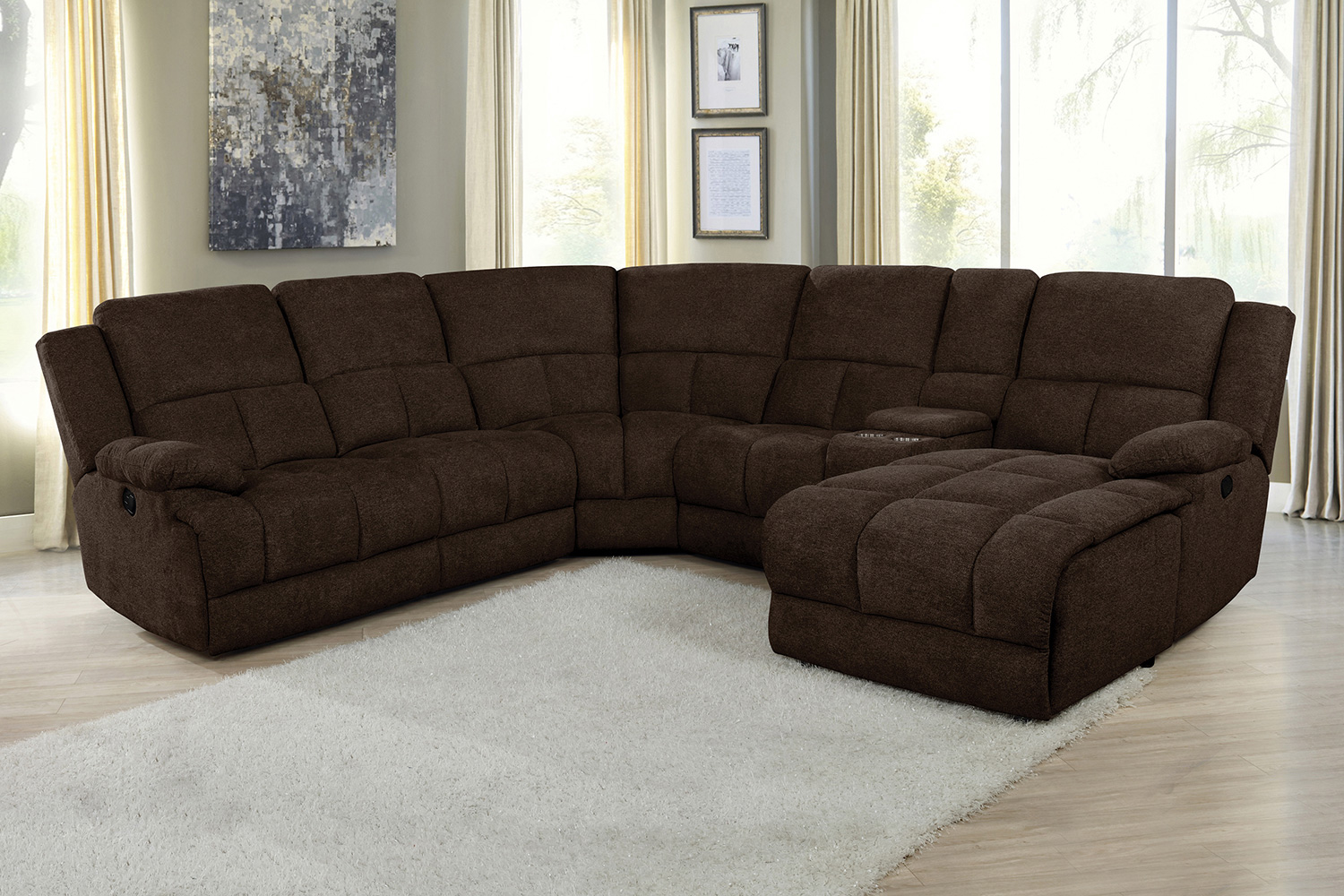 Coaster Belize 6-Piece Pillow Top Arm Motion Sectional - Brown