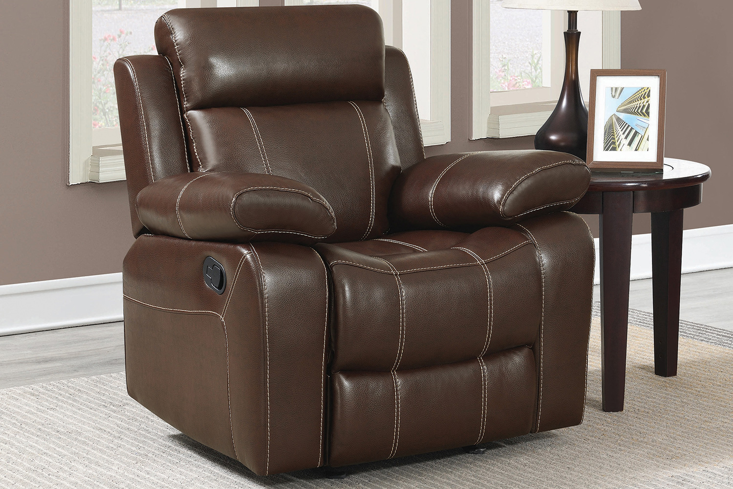 Coaster™ Myleene Pillow Top Arm Glider Recliner - Chestnut