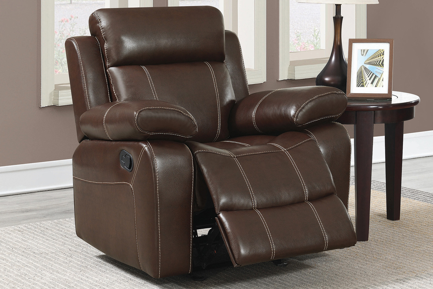 Coaster™ Myleene Pillow Top Arm Glider Recliner - Chestnut