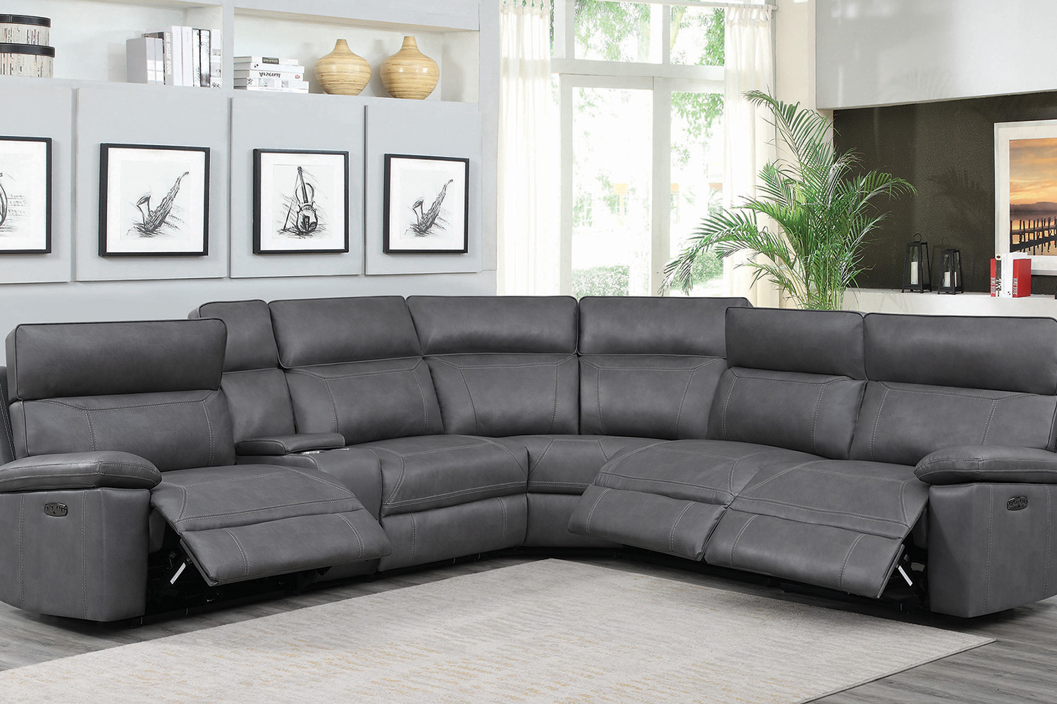 Coaster Albany 6-Piece Power Sectional - Gray