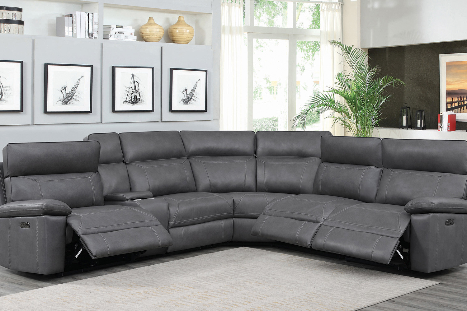 Coaster Albany 6-Piece Power Sectional - Gray