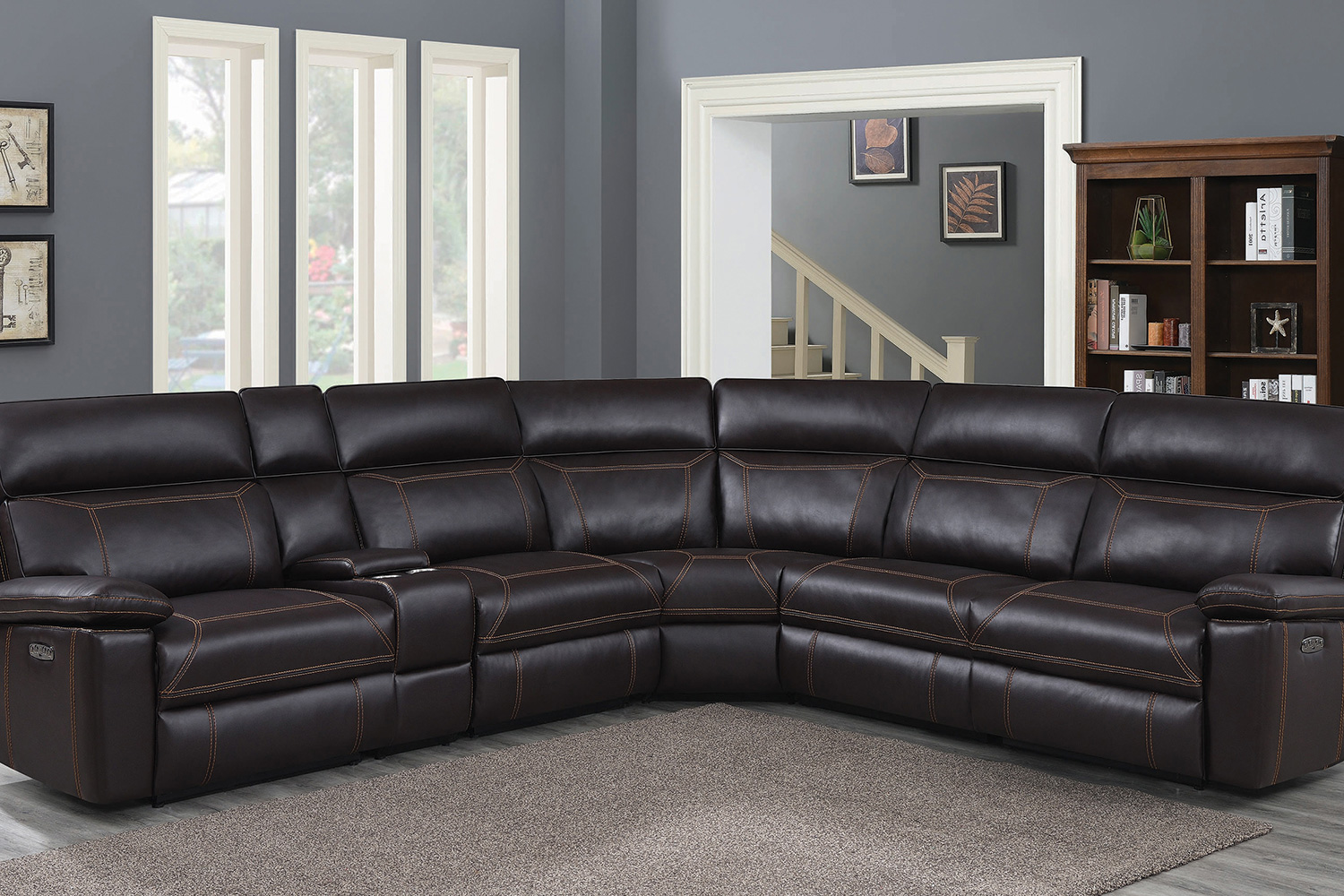 Coaster Albany 6-Piece Power Sectional - Brown