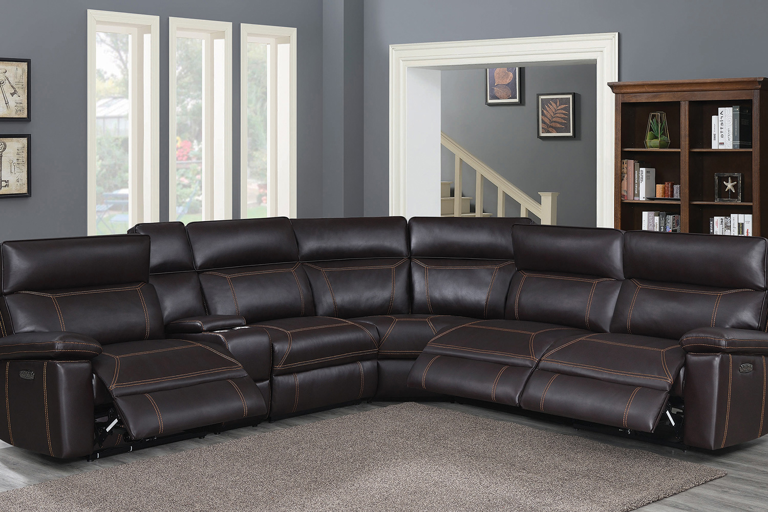 Coaster Albany 6-Piece Power Sectional - Brown