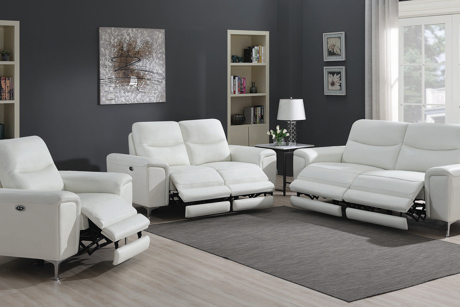 Coaster - Largo Upholstered Power Sofa in White