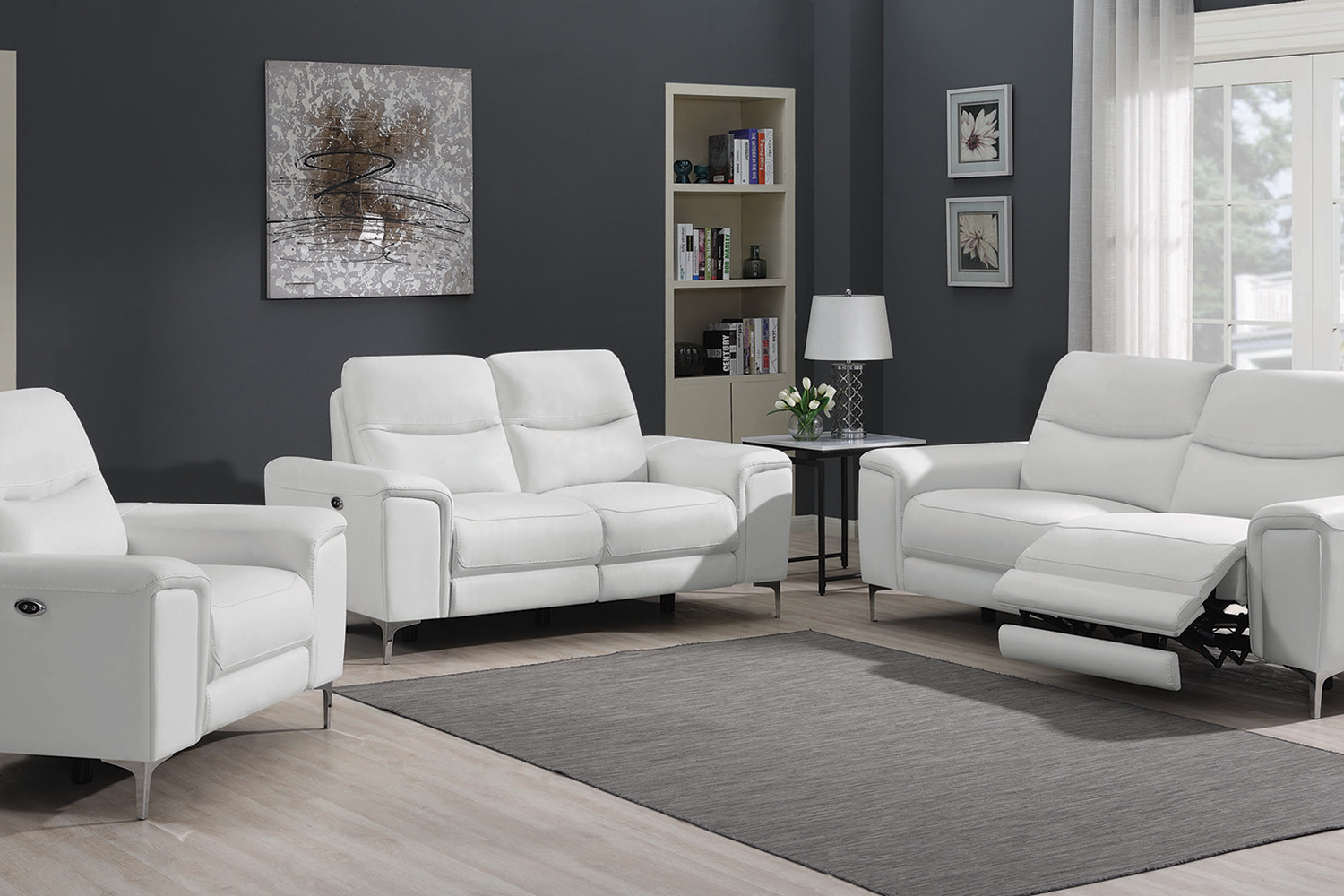 Coaster - Largo Upholstered Power Sofa in White