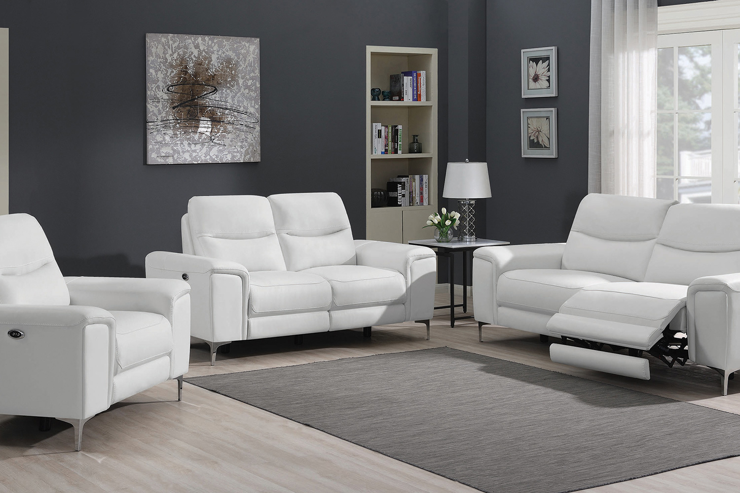 Coaster - Largo Upholstered Power Sofa in White