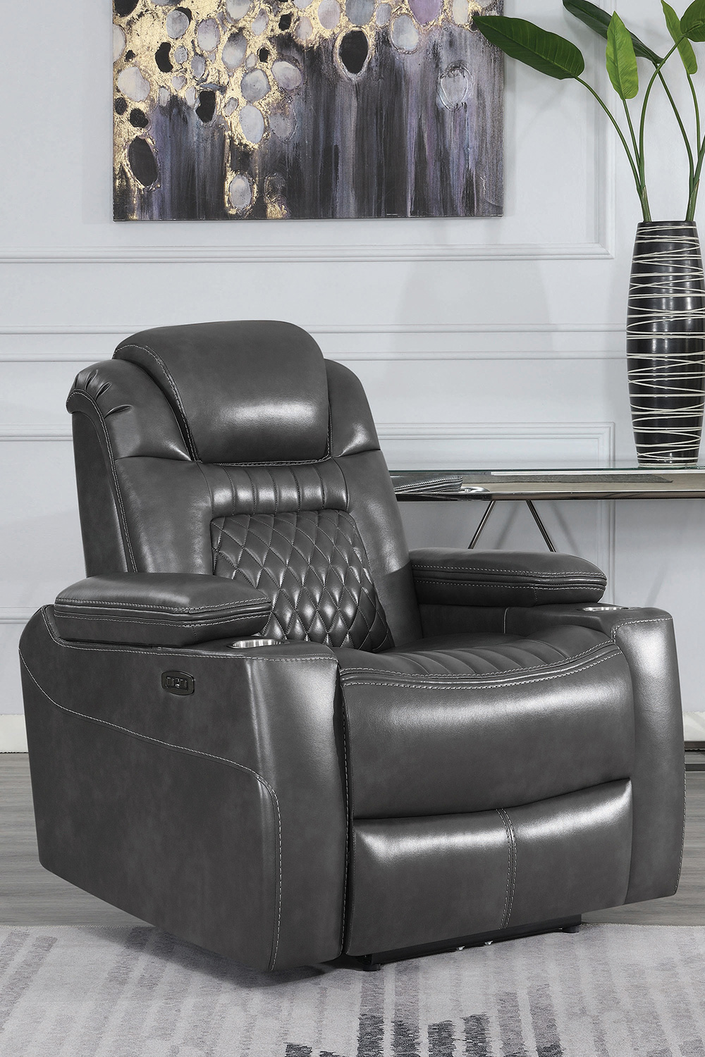 Coaster™ Korbach Upholstered Power Recliner - Charcoal