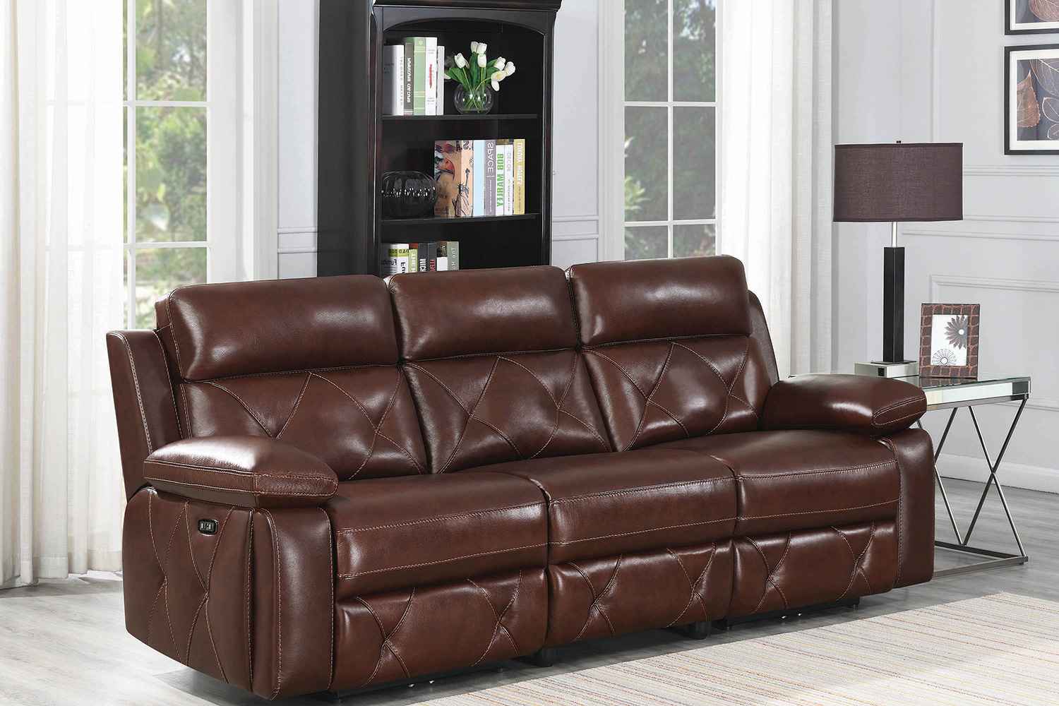 Coaster - Chester Upholstered Power Reclining Seat And Power Headrest Sofa in Chocolate