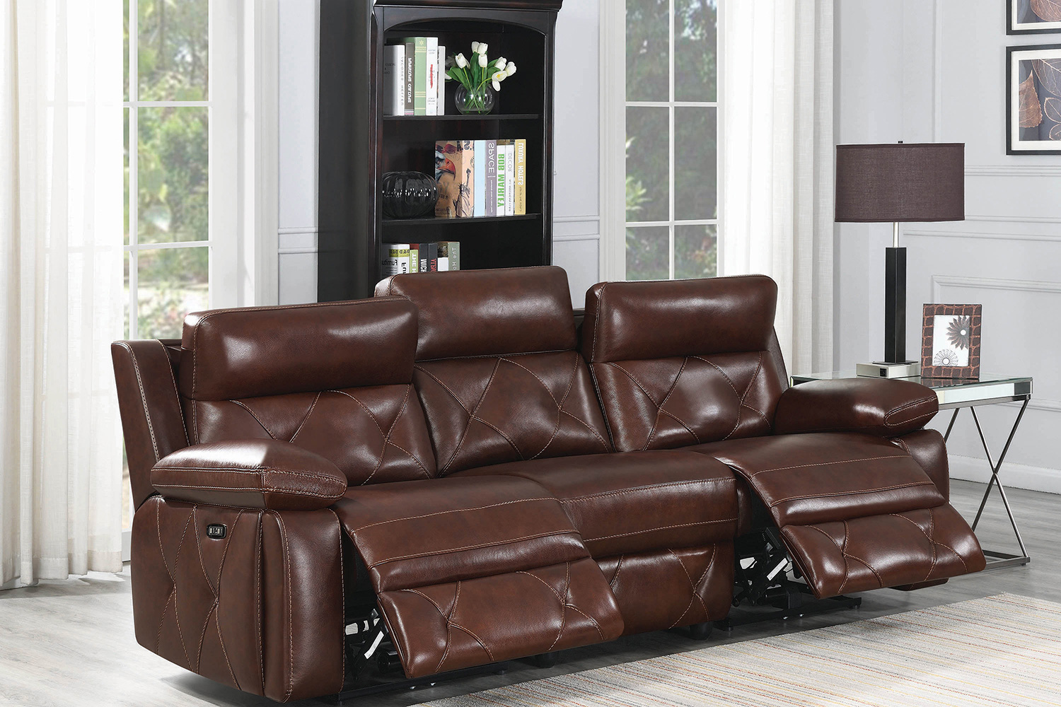 Coaster - Chester Upholstered Power Reclining Seat And Power Headrest Sofa in Chocolate