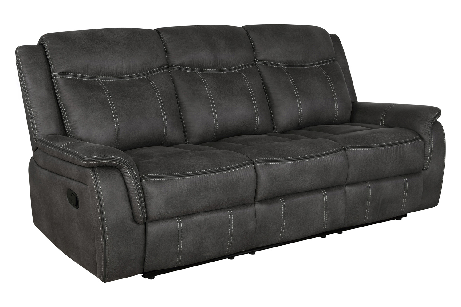 Coaster Lawrence Upholstered Tufted Living Room Set with Glider Recliner - Charcoal