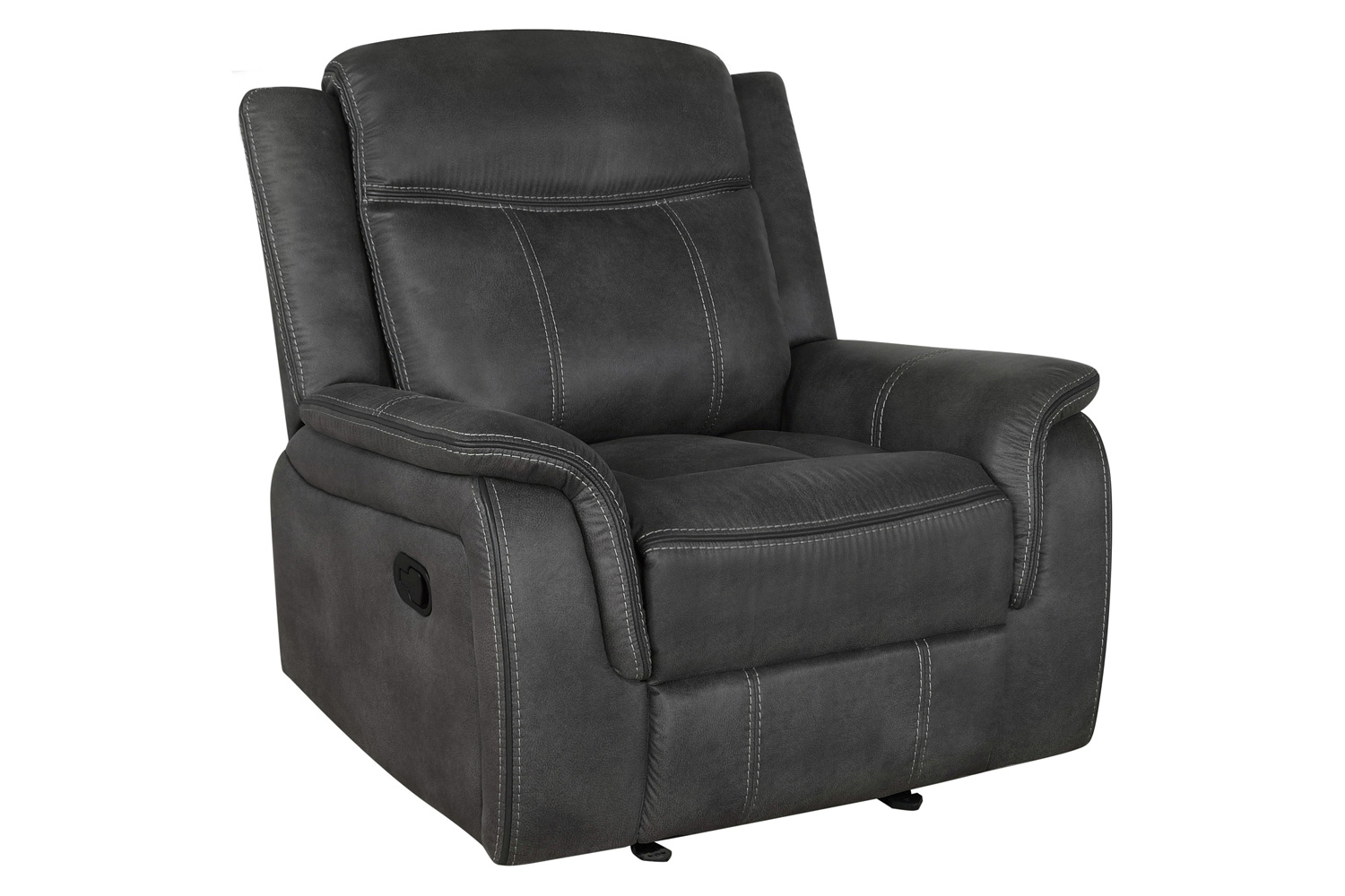 Coaster Lawrence Upholstered Tufted Living Room Set with Glider Recliner - Charcoal