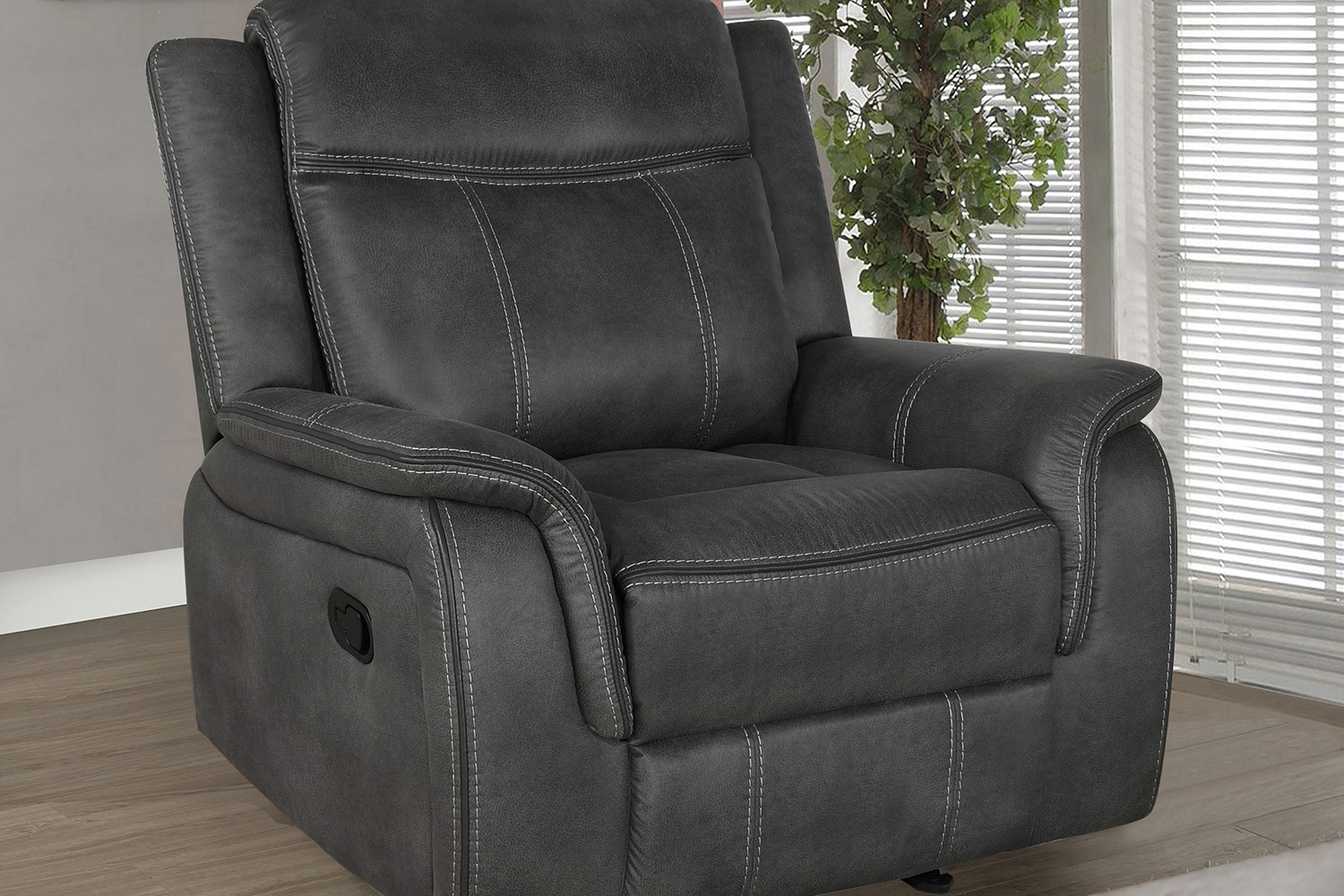 Coaster™ Lawrence Upholstered Tufted Back Glider Recliner - Charcoal