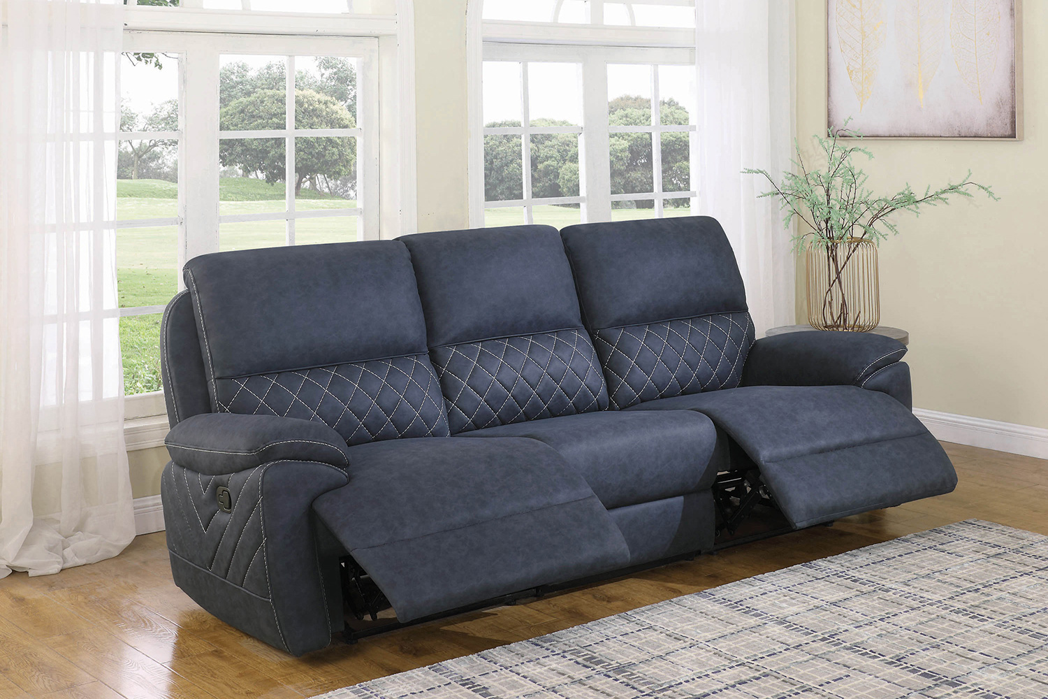 Coaster Variel Upholstered Tufted Motion Sofa - Blue