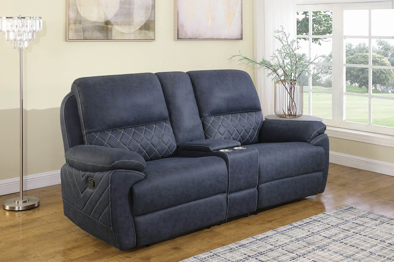 Coaster - Variel Upholstered Tufted Motion Loveseat with Console