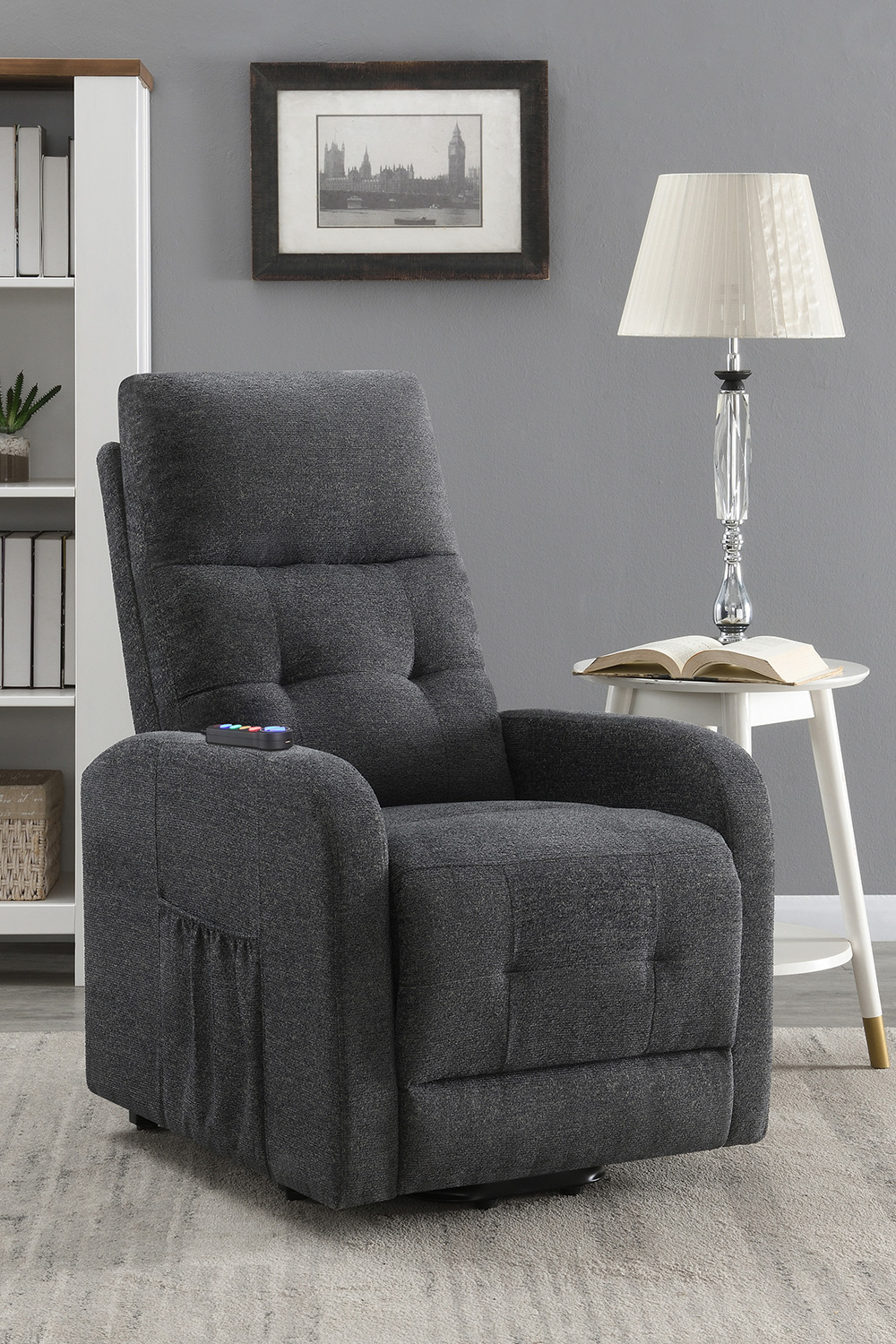 Coaster Tufted Upholstered Power Lift Recliner - Charcoal