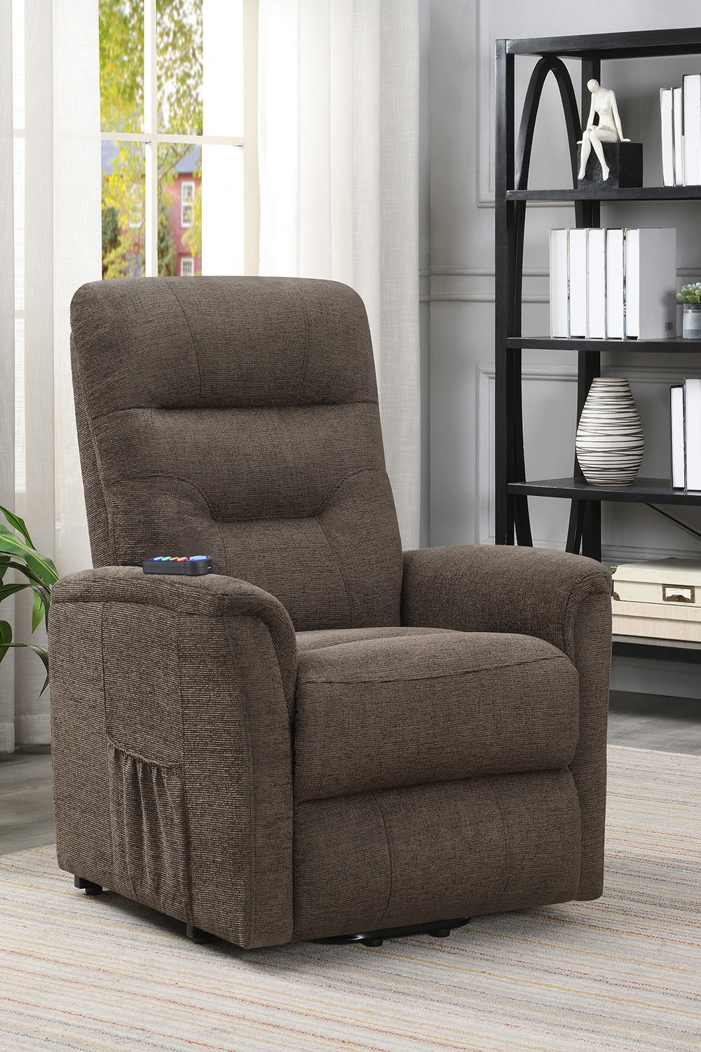 Coaster™ Power Lift Recliner with Storage Pocket - Brown