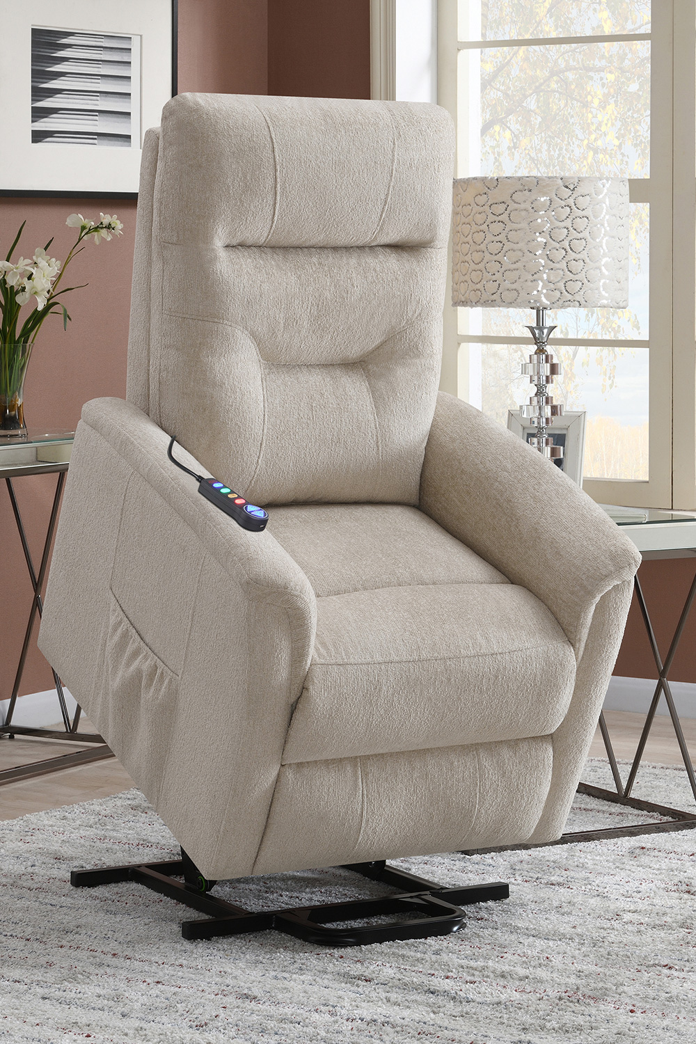 Coaster™ Power Lift Recliner with Storage Pocket - Beige