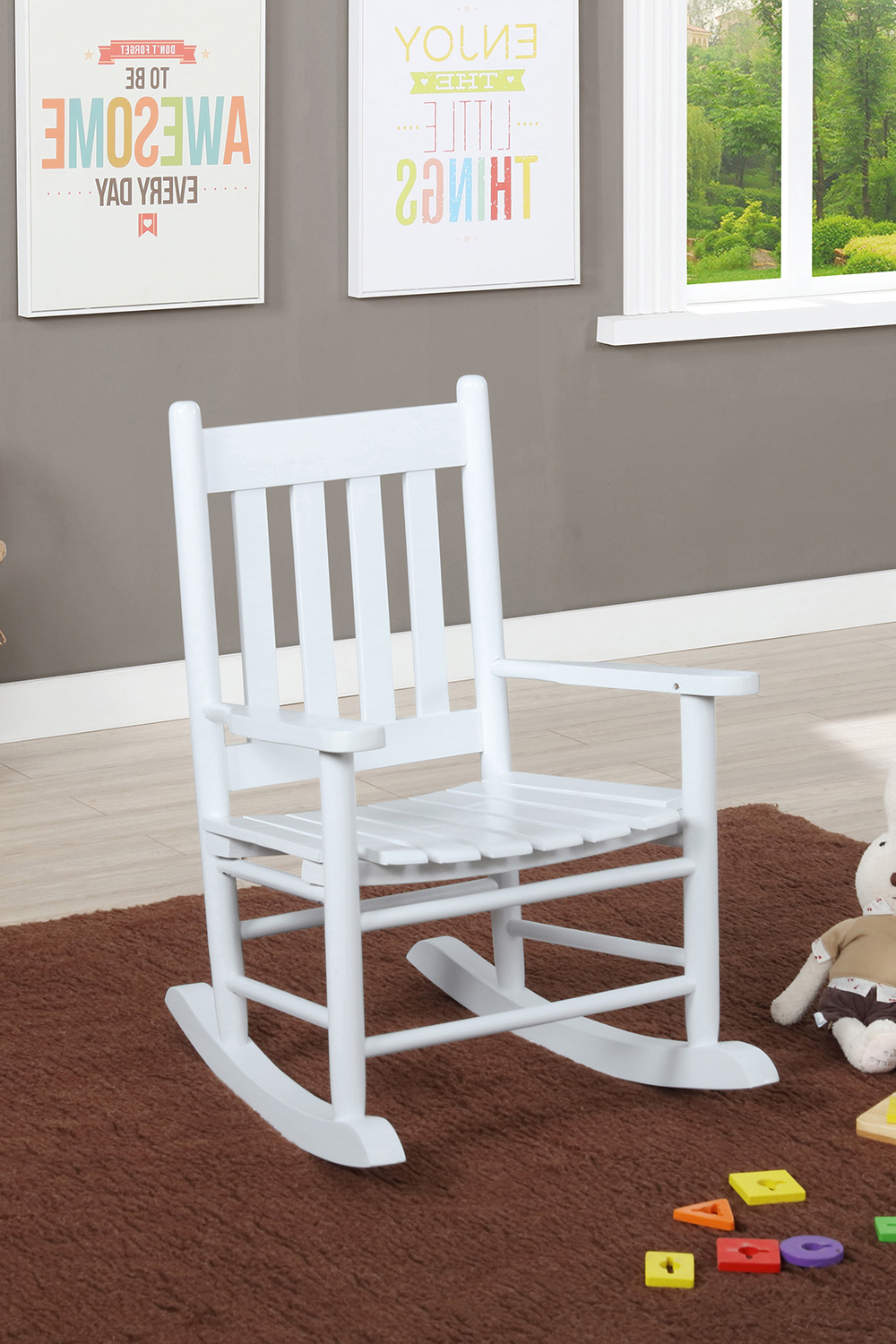 Coaster Slat Back Youth Rocking Chair - White