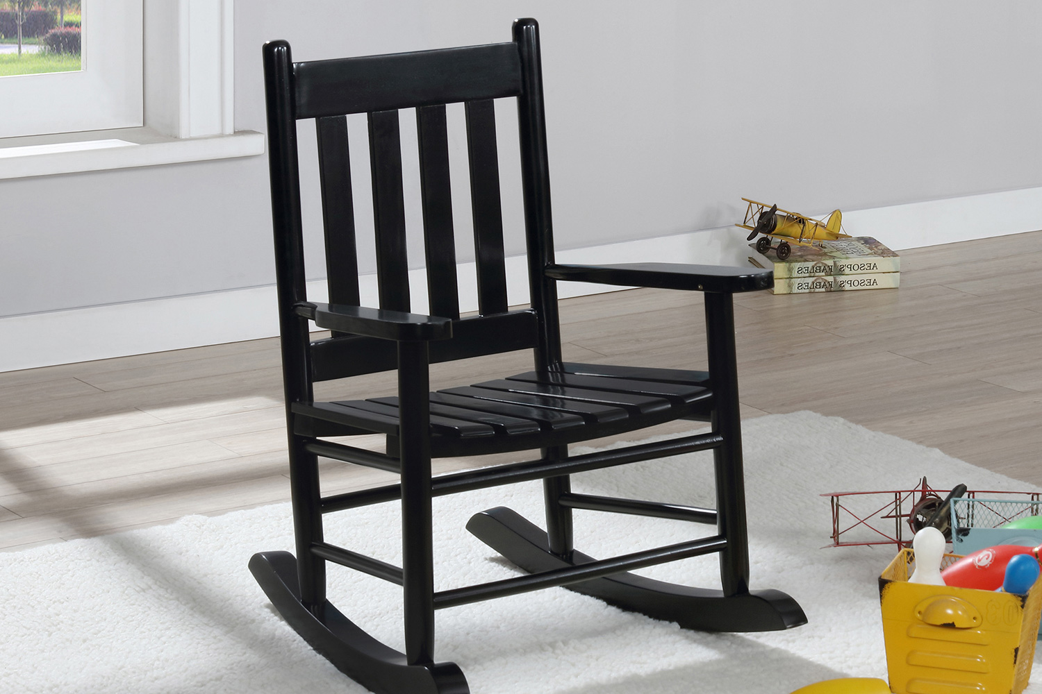 Coaster Slat Back Youth Rocking Chair - Black