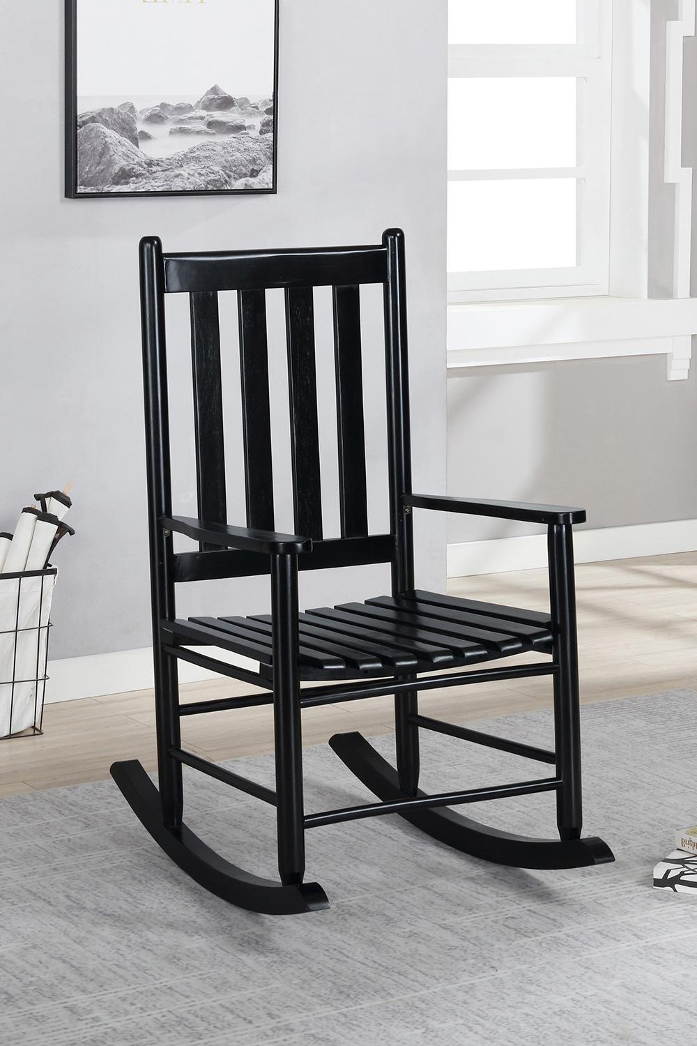 Coaster Slat Back Wooden Rocking Chair - Black