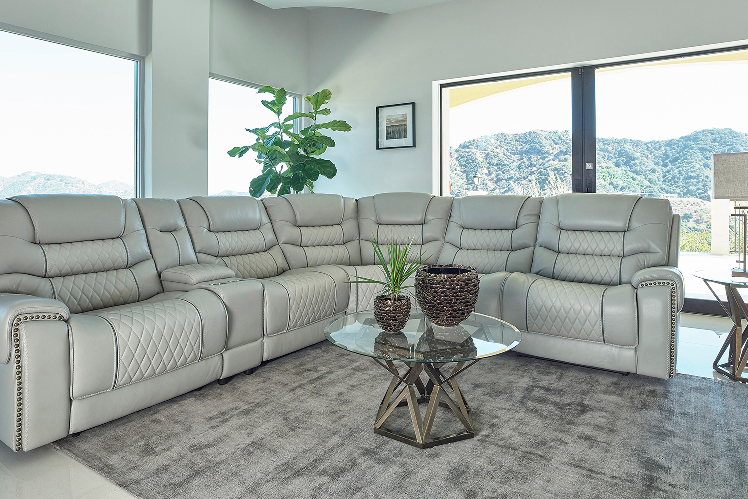 Coaster - Garnet 6-Piece Modular Power Sectional in Light Gray