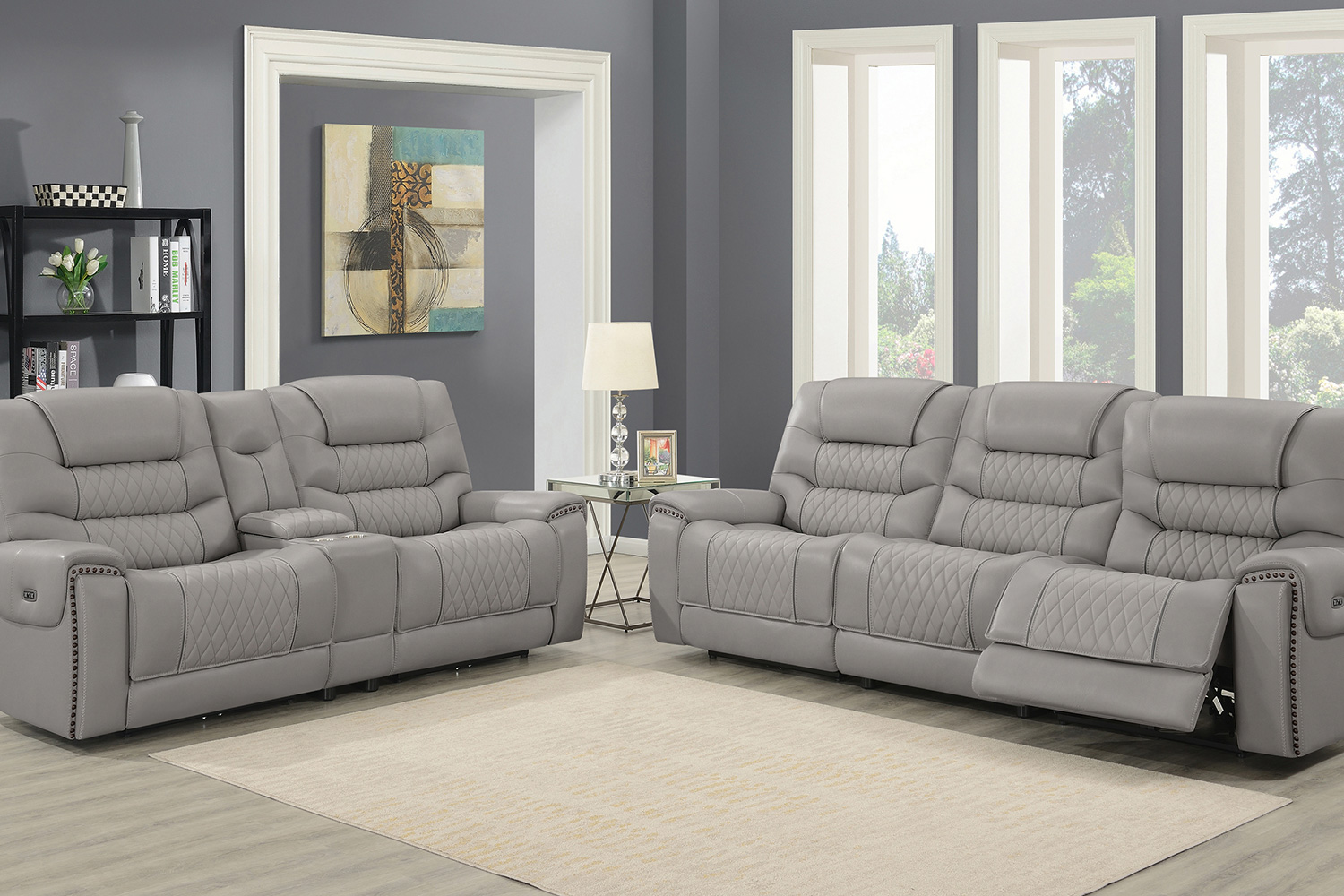 Coaster - Garnet 6-Piece Modular Power Sectional in Light Gray