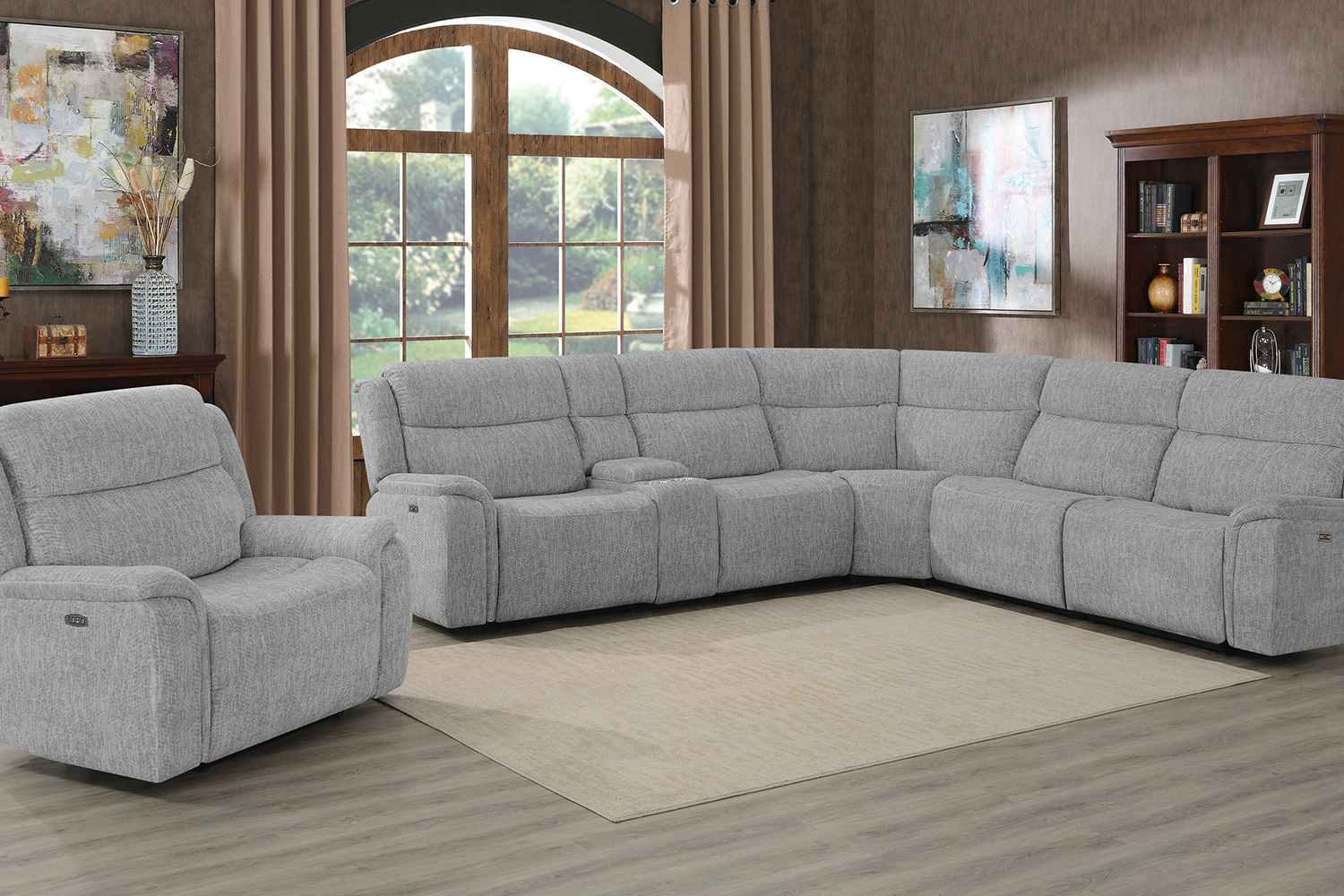 Coaster - Wagner 6-Piece Modular Power Sectional in Light Gray