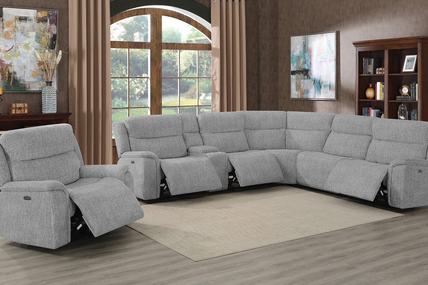 Coaster - Wagner 6-Piece Modular Power Sectional in Light Gray