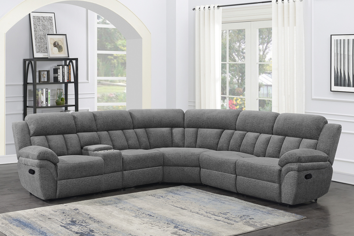 Coaster Bahrain 6-Piece Upholstered Motion Sectional - Charcoal