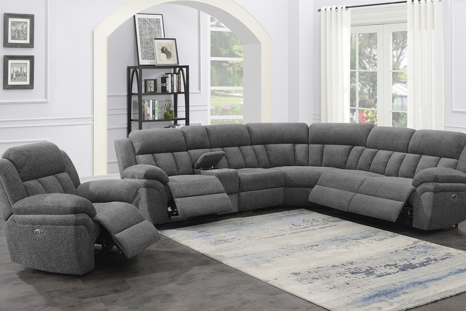 Coaster Bahrain 6-Piece Upholstered Motion Sectional - Charcoal